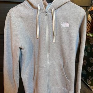 NORTH FACE grey zip-up hoodie , size L